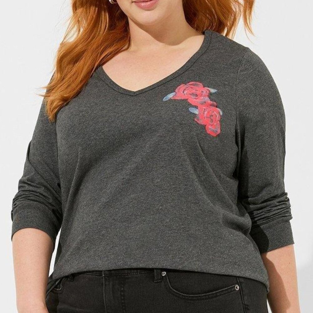 ❤️NWT TORRID TEE - ROSE GRAPHIC - 100% COTTON LONG SLEEVE TOP PLUS SIZE - Picture 8 of 11